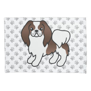 Housse D'oreillers Chien de dessin animé japonais Chin marron et blan