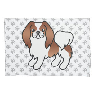 Housse D'oreillers Chien de dessin animé japonais Chin rouge et blanc