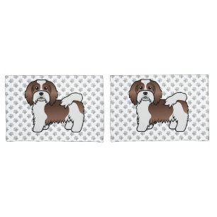Housse D'oreillers Chien de dessin animé mignon havanais au chocolat