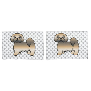 Housse D'oreillers Chien de dessin animé mignon Lhasa Apso Sable Doré