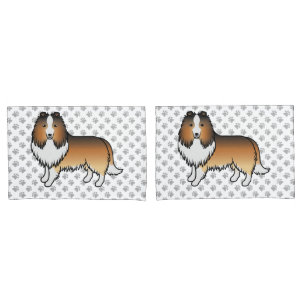 Housse D'oreillers Chien de dessin animé Shetland Sable Sheltie & Pat