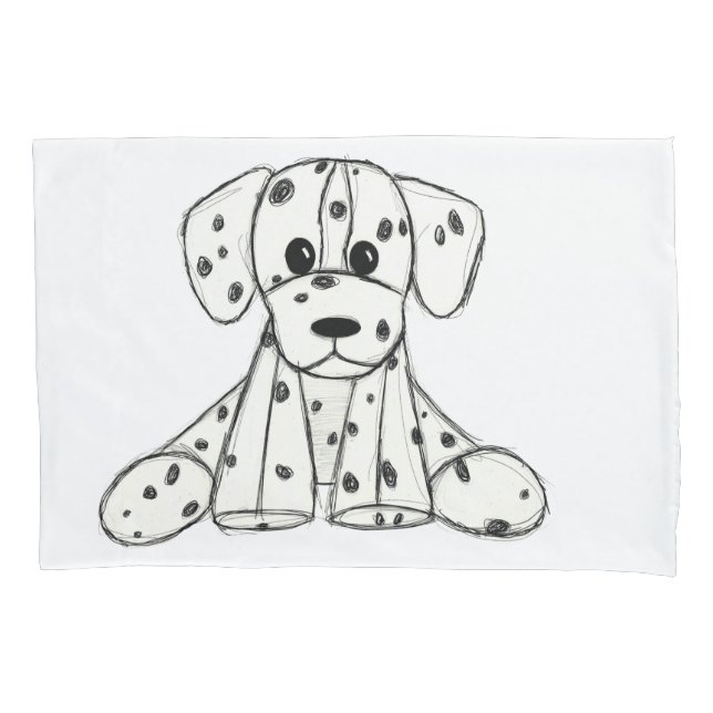 Housse D'oreillers Chien en dalmate dessin simple noir (devant-gauche)