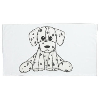 Housse D'oreillers Chien en dalmate dessin simple noir