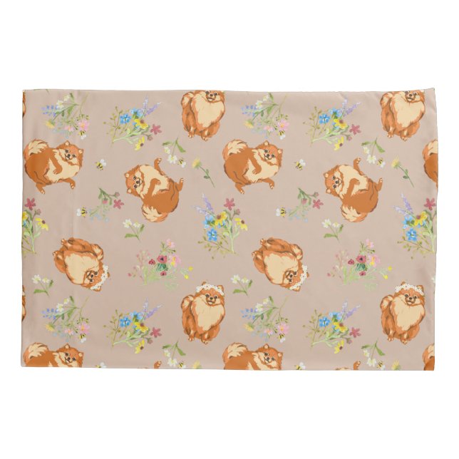 Housse D'oreillers Chien Poméranien rose pâle (Dos)