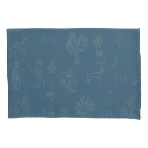 Housse D'oreillers Chiens Lady Toile de Jouy Dark Turquoise