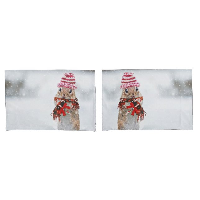 Housse D'oreillers Chipmunk de Noël (devant-Set)