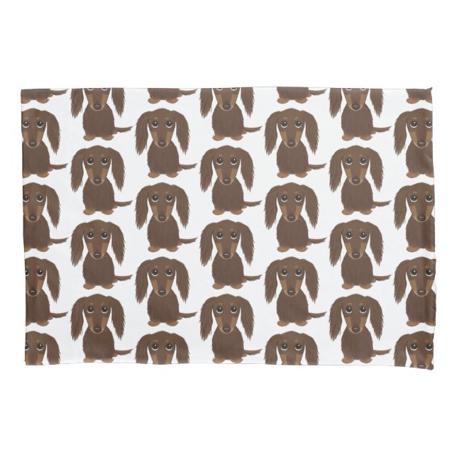 Housse D'oreillers Chocolat mignonne Longhé Brown Motif Dachshund (devant)