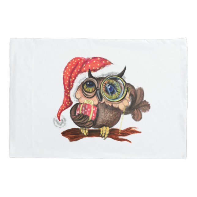 Housse D'oreillers Chouette de Noël avec Coque Coussin cadeau (Dos)