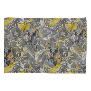 Housse D'oreillers Chouettes - feuilles Plantes en gris/jaune 2021 co