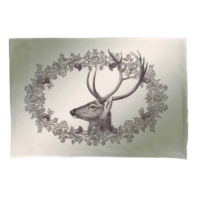 Housse D'oreillers Christmas Party Floral Reindeer Golden Winter (devant)