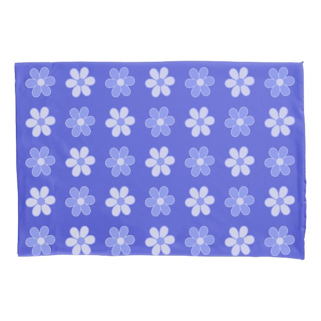 Housse D'oreillers Ciel Bleu & Fleurs Blanches sur Bleu (devant)