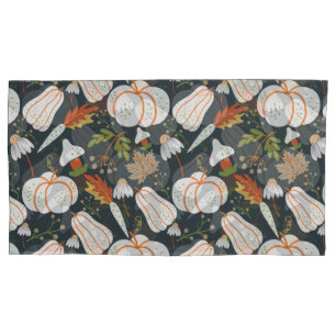 Housse D'oreillers Citrouille continu motif floral noir et blanc