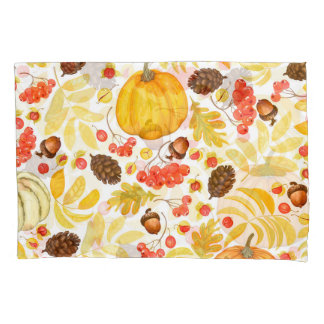 Housse D'oreillers Citrouilles d'automne, glands, arrière - plan vint