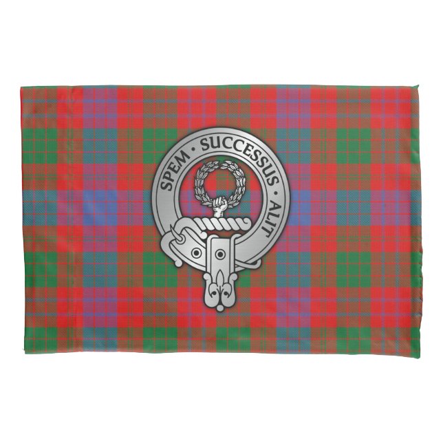 Housse D'oreillers Clan Ross Crest sur Tartan Coussin Coque (devant)