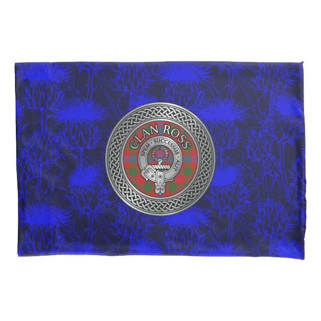 Housse D'oreillers Clan Ross Crest & Tartan Knot (devant)