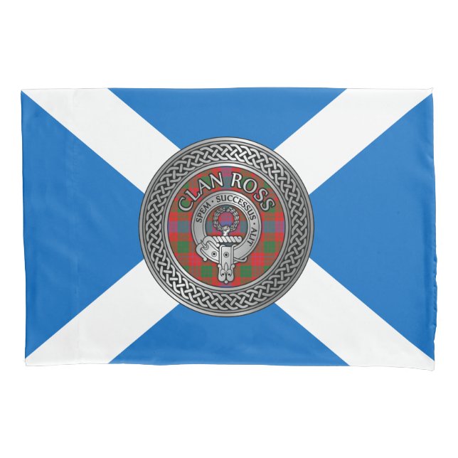 Housse D'oreillers Clan Ross Crest & Tartan Knot (devant)