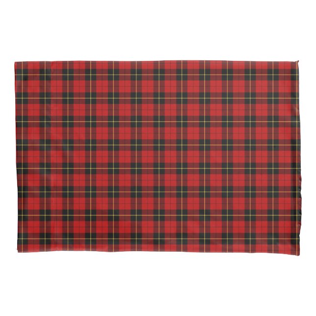 Housse D'oreillers Clan Wallace Rouge et noir Scottish Plaid (devant)