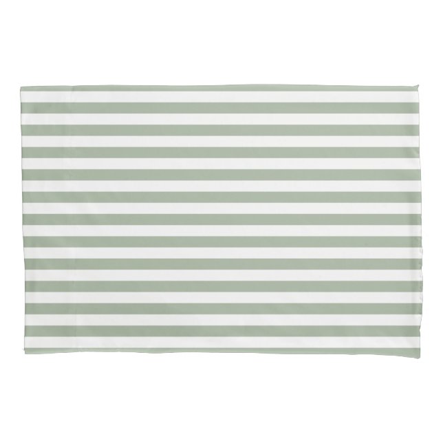 Housse D'oreillers Classic Stripes Sage Green (devant)