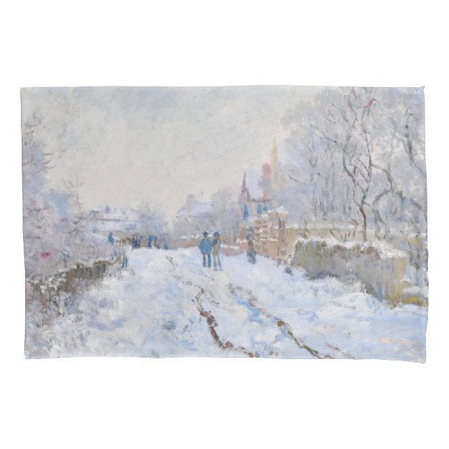 Housse D'oreillers Claude Monet - Scène de neige à Argenteuil (devant)