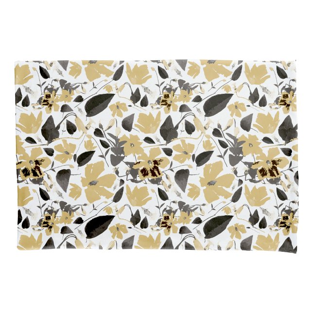 Housse D'oreillers Clematis Aquarelle gris jaune Floral (Clematis Yellow Gray Watercolor Floral Pillow Case
from Studio Posies.)