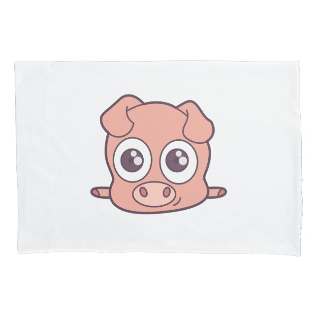 Housse D'oreillers Clipart mignon de porc (devant)