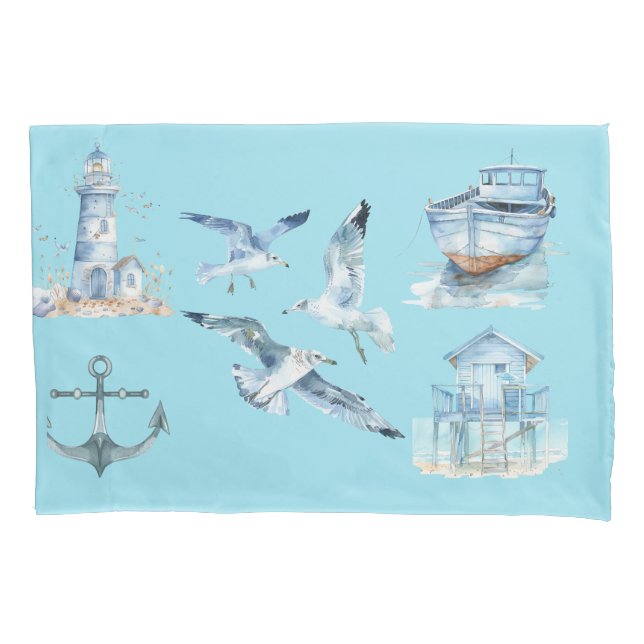 Housse D'oreillers Coastal symphony in pastel blue (devant-gauche)