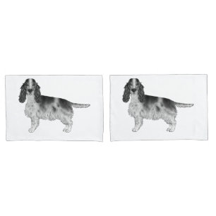 Housse D'oreillers Cocker Spaniel anglais dessiné en noir et blanc