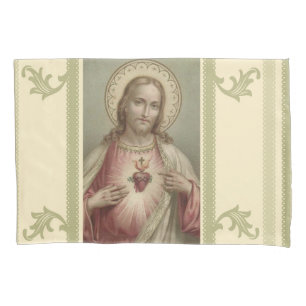 Housse D'oreillers Coeur sacré de frontière décorative de Jésus