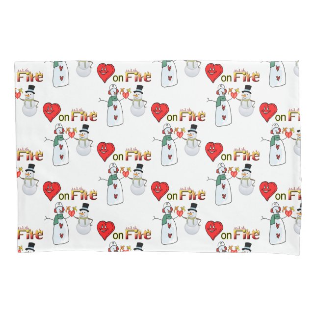 Housse D'oreillers Coeurs de Coque coussin sur le Snowman de feu (devant)