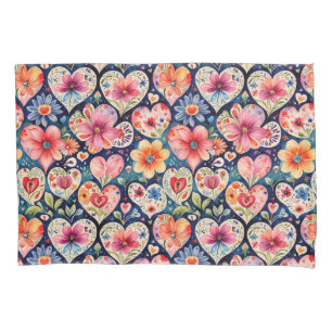 Housse D'oreillers Coeurs et fleurs Salle de fille
