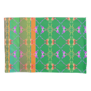 Housse D'oreillers Coeurs roses Apricot & Pillowcase vert