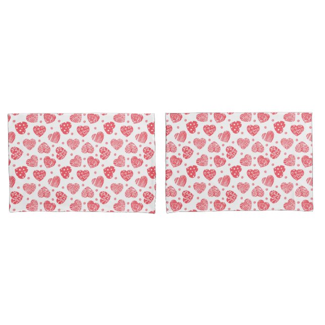 Housse D'oreillers Cœurs rouges Saint-Valentin Amour  (devant-Set)