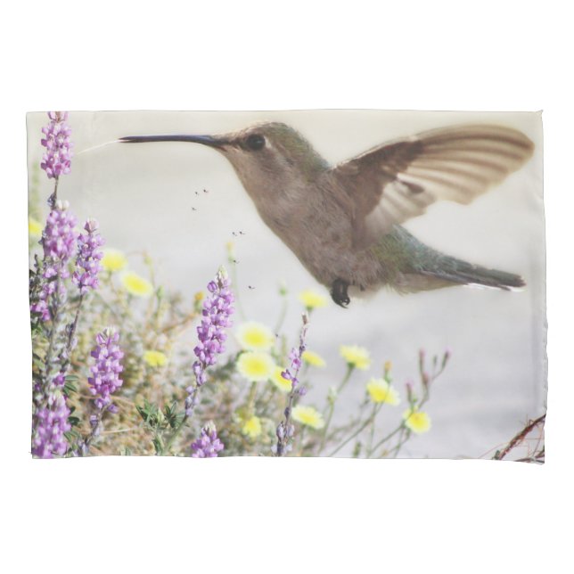 Housse D'oreillers Colibri et Fleur sauvage (devant)