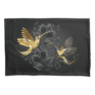 Housse D'oreillers Colibri noir et or