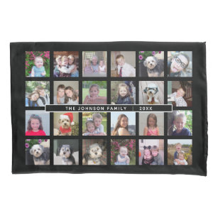 Housse D'oreillers Collage de 24 Modèles photo avec texte personnalis