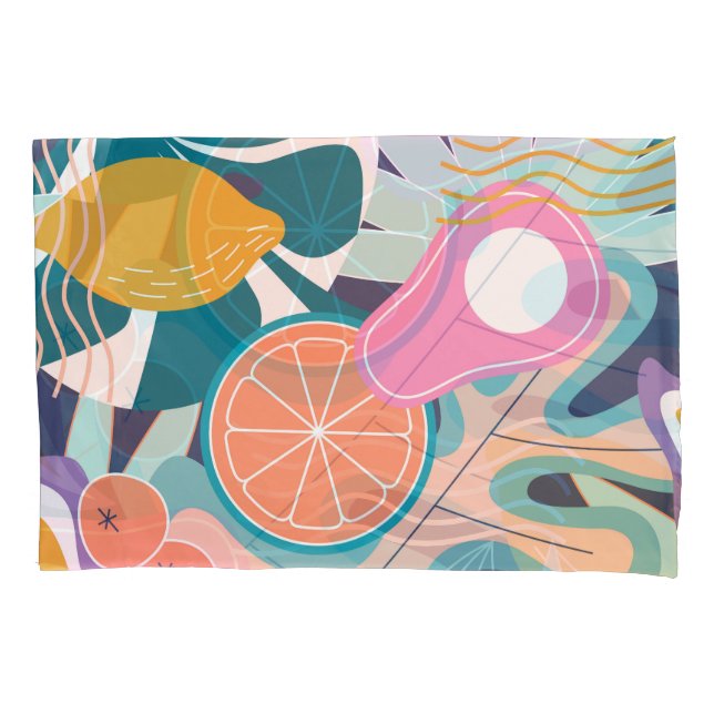 Housse D'oreillers Collage de jungle exotique et moderne. (devant)