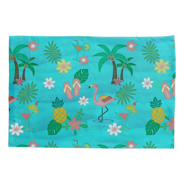 Housse D'oreillers Collage tropical 🍍 🌴 🦩 Coque Coussin (Dos)