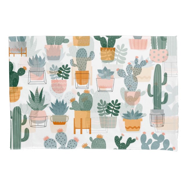 Housse D'oreillers Collection Cactus dans Pots Design (devant)