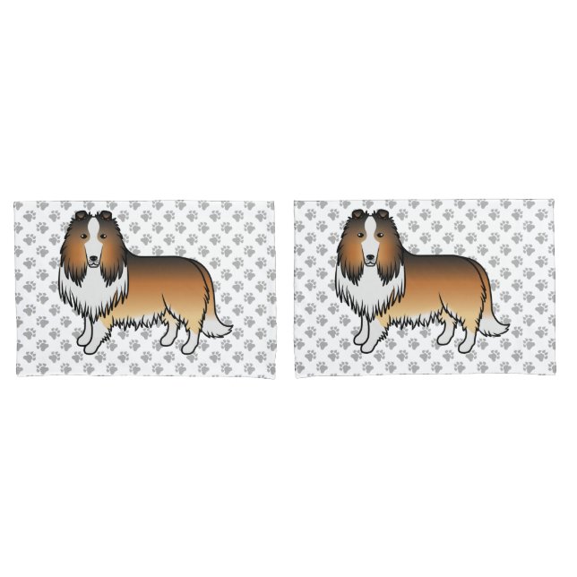 Housse D'oreillers Colley Rough Sable Chien de Dessin Animé Mignon &  (devant-Set)