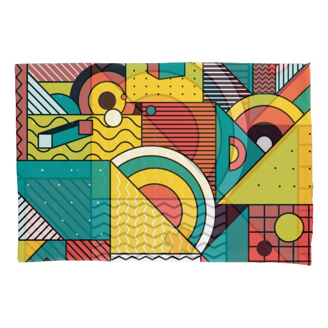 Housse D'oreillers Coloré géométrique : motif abstrait. (devant)
