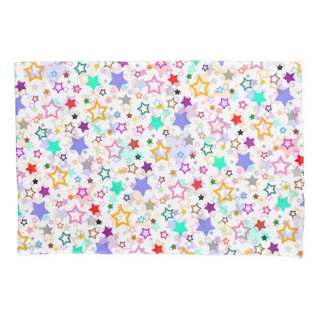 Housse D'oreillers Colorful Stars White  (devant)