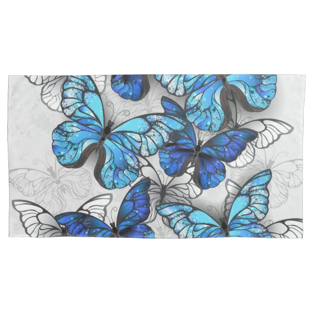 Housse D'oreillers Composition des White and Blue Butterflies (devant-gauche)