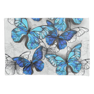 Housse D'oreillers Composition des White and Blue Butterflies