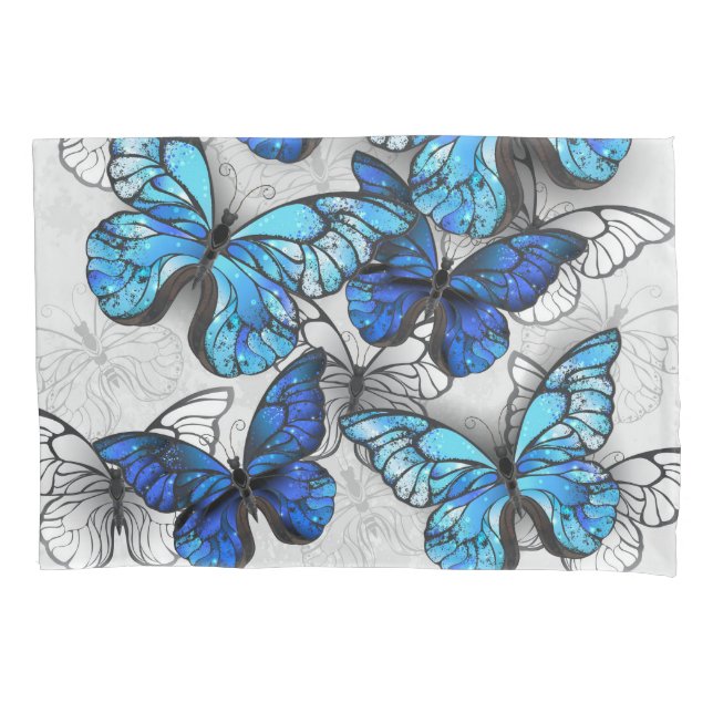 Housse D'oreillers Composition des White and Blue Butterflies (devant-gauche)