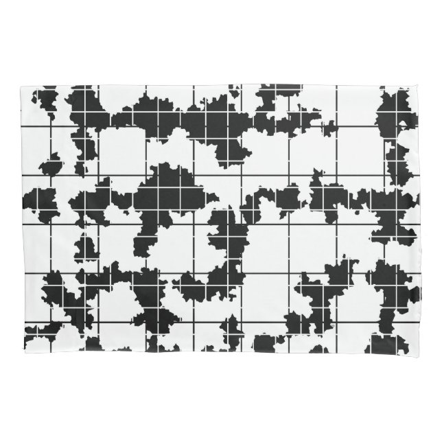 Housse D'oreillers Conception d'art abstrait organique noir et blanc (devant)