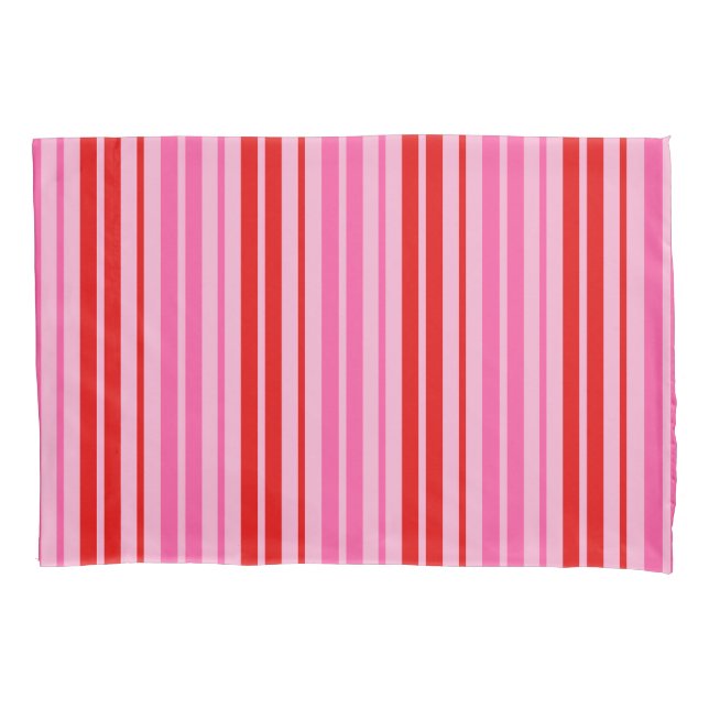 Housse D'oreillers Conception de bandes verticales rose bubble gum ro (devant)