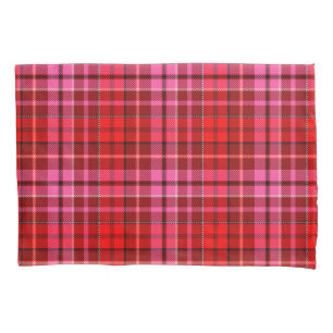 Housse D'oreillers Conception de carreaux Tartan Rouge Grenat Rose 