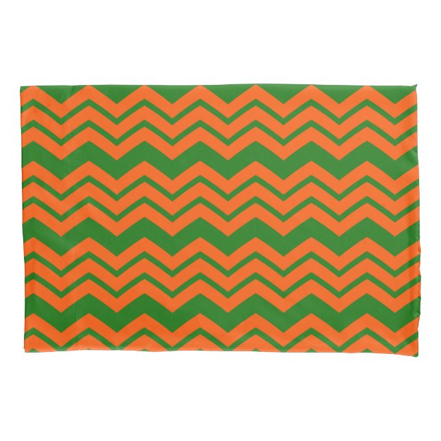 Housse D'oreillers Conception de chevron en zigzag vert orange  (devant)
