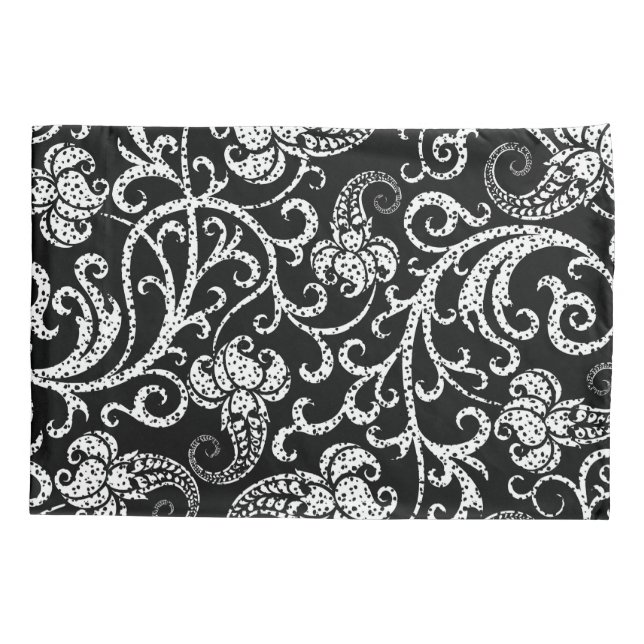 Housse D'oreillers Conception de fleurs de dalmatien noir mignon (Dos)