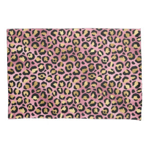 Housse D'oreillers Conception de la série Leopard rose et or 15